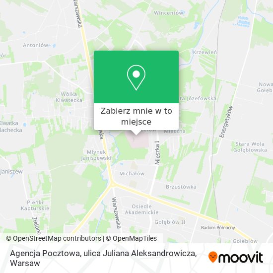 Mapa Agencja Pocztowa, ulica Juliana Aleksandrowicza