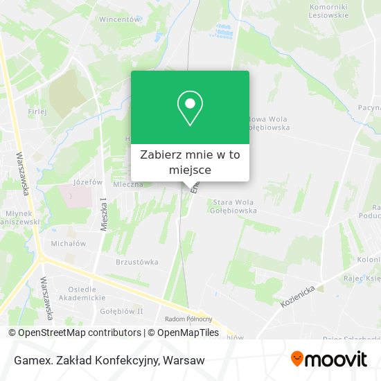 Mapa Gamex. Zakład Konfekcyjny