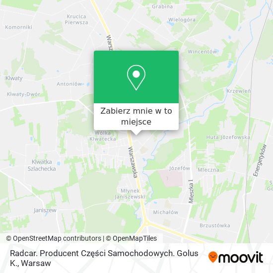 Mapa Radcar. Producent Części Samochodowych. Golus K.