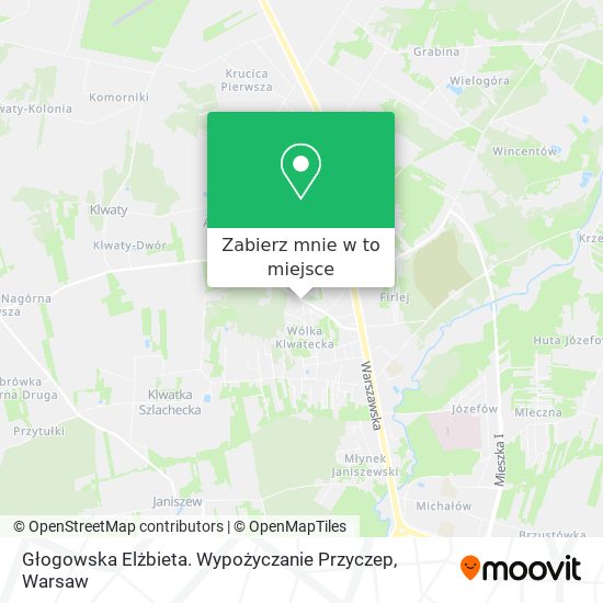 Mapa Głogowska Elżbieta. Wypożyczanie Przyczep