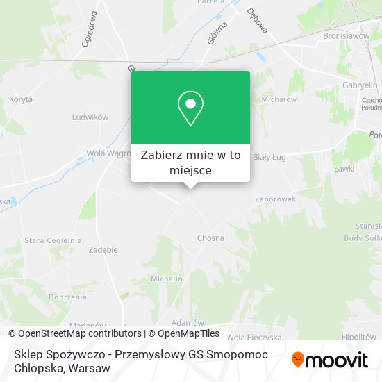 Mapa Sklep Spożywczo - Przemysłowy GS Smopomoc Chlopska