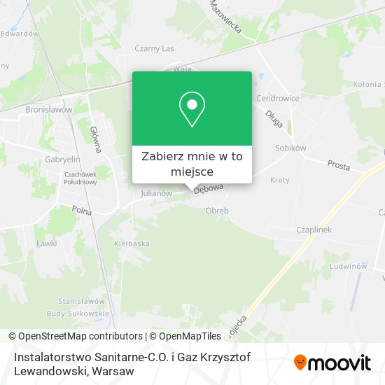 Mapa Instalatorstwo Sanitarne-C.O. i Gaz Krzysztof Lewandowski