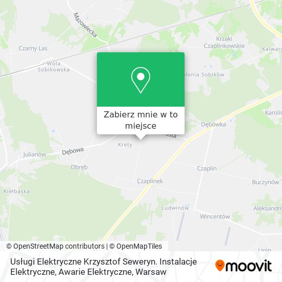 Mapa Usługi Elektryczne Krzysztof Seweryn. Instalacje Elektryczne, Awarie Elektryczne