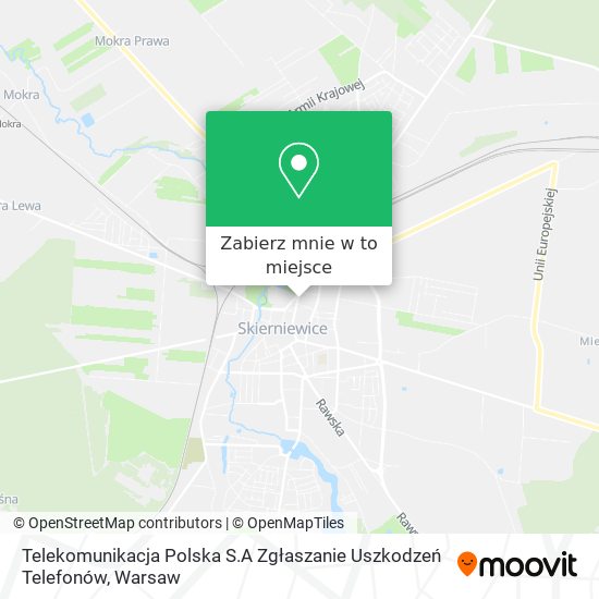 Mapa Telekomunikacja Polska S.A Zgłaszanie Uszkodzeń Telefonów