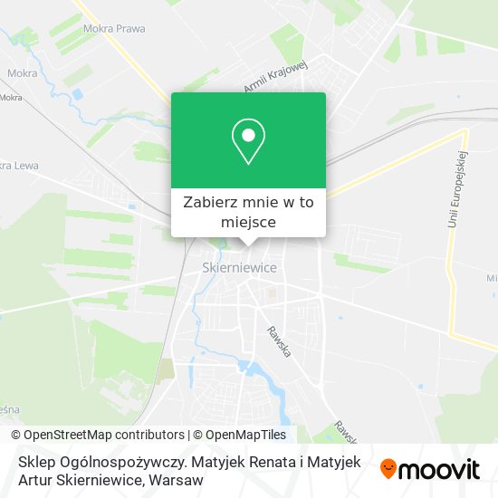 Mapa Sklep Ogólnospożywczy. Matyjek Renata i Matyjek Artur Skierniewice