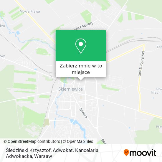 Mapa Śledziński Krzysztof, Adwokat. Kancelaria Adwokacka