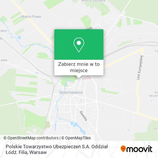 Mapa Polskie Towarzystwo Ubezpieczeń S.A. Oddział Łódź. Filia