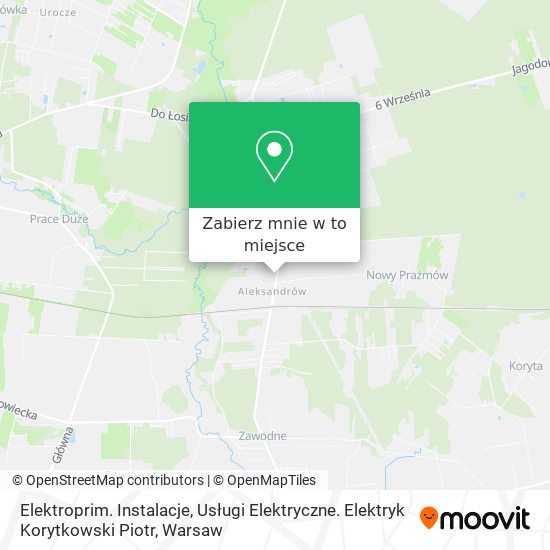 Mapa Elektroprim. Instalacje, Usługi Elektryczne. Elektryk Korytkowski Piotr