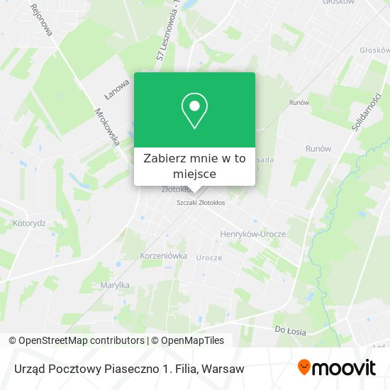 Mapa Urząd Pocztowy Piaseczno 1. Filia