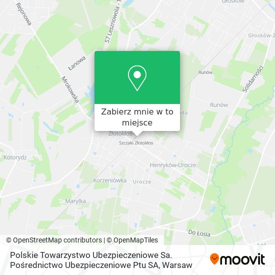 Mapa Polskie Towarzystwo Ubezpieczeniowe Sa. Pośrednictwo Ubezpieczeniowe Ptu SA