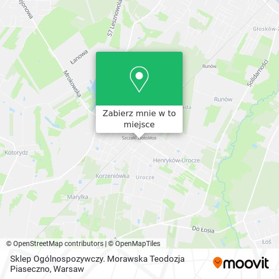 Mapa Sklep Ogólnospozywczy. Morawska Teodozja Piaseczno