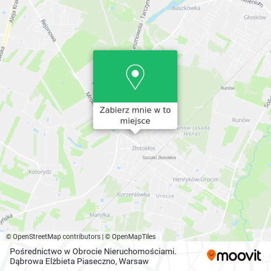 Mapa Pośrednictwo w Obrocie Nieruchomościami. Dąbrowa Elżbieta Piaseczno