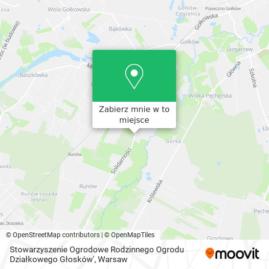 Mapa Stowarzyszenie Ogrodowe Rodzinnego Ogrodu Działkowego Głosków'