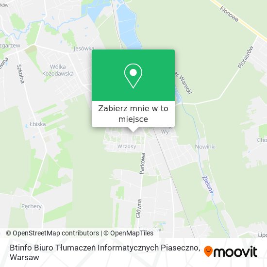 Mapa Btinfo Biuro Tłumaczeń Informatycznych Piaseczno