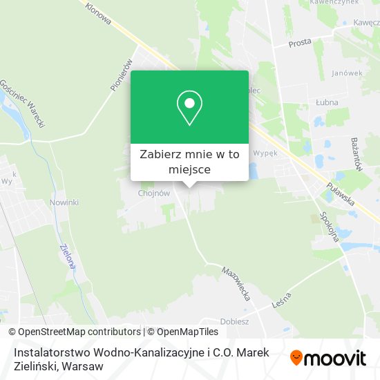 Mapa Instalatorstwo Wodno-Kanalizacyjne i C.O. Marek Zieliński