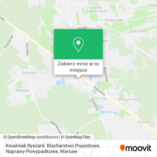 Mapa Kwaśniak Ryszard. Blacharstwo Pojazdowe, Naprawy Powypadkowe