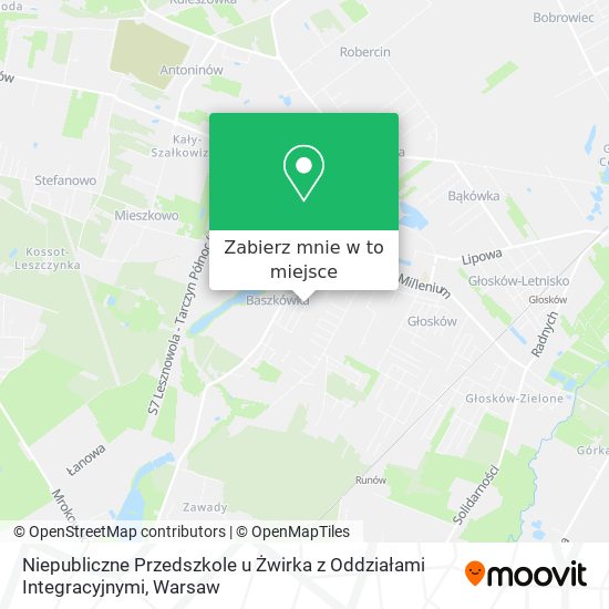 Mapa Niepubliczne Przedszkole u Żwirka z Oddziałami Integracyjnymi