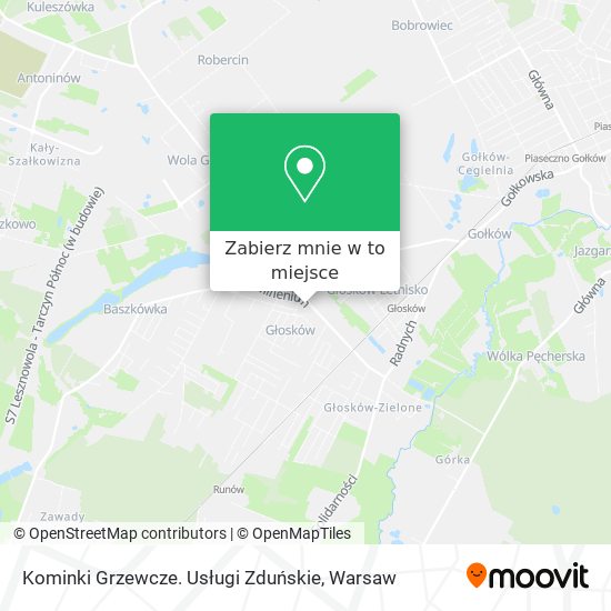 Mapa Kominki Grzewcze. Usługi Zduńskie