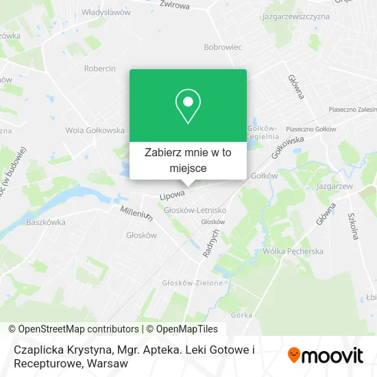 Mapa Czaplicka Krystyna, Mgr. Apteka. Leki Gotowe i Recepturowe