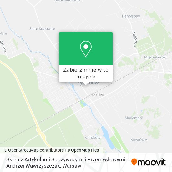 Mapa Sklep z Artykułami Spożywczymi i Przemysłowymi Andrzej Wawrzyszczak