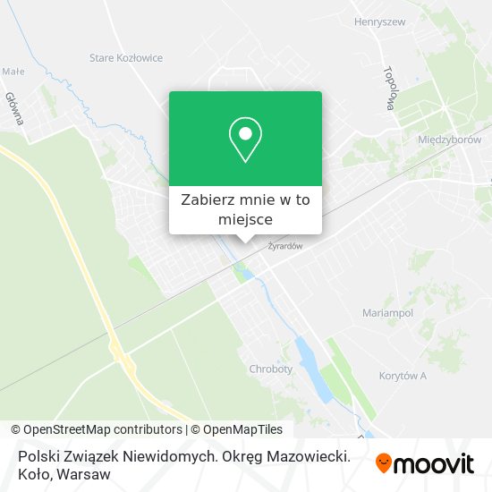 Mapa Polski Związek Niewidomych. Okręg Mazowiecki. Koło