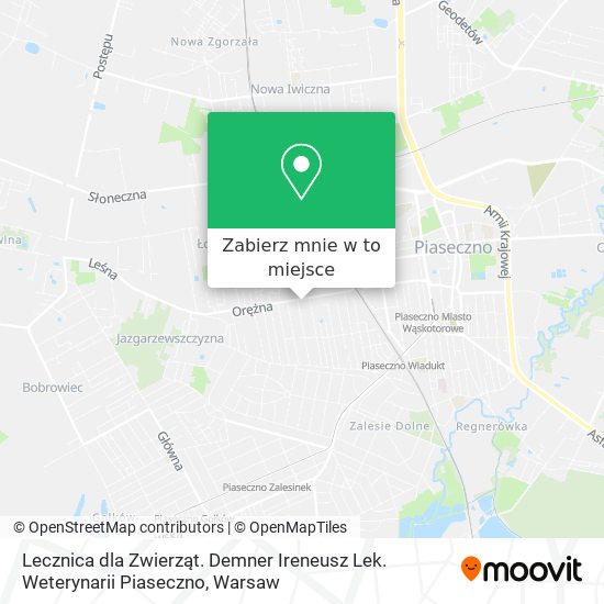 Mapa Lecznica dla Zwierząt. Demner Ireneusz Lek. Weterynarii Piaseczno