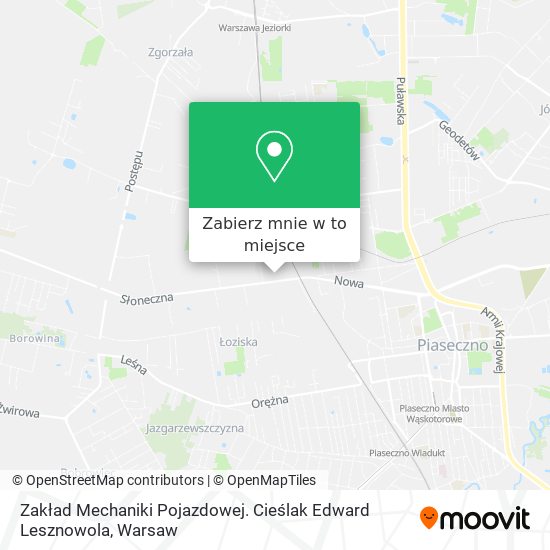 Mapa Zakład Mechaniki Pojazdowej. Cieślak Edward Lesznowola