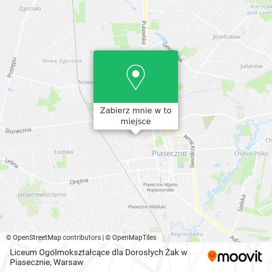 Mapa Liceum Ogólmokształcące dla Dorosłych Żak w Piasecznie