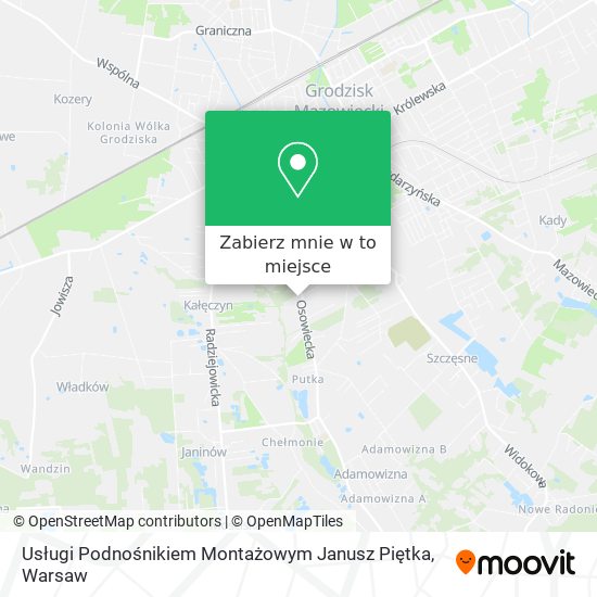 Mapa Usługi Podnośnikiem Montażowym Janusz Piętka