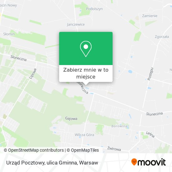 Mapa Urząd Pocztowy, ulica Gminna