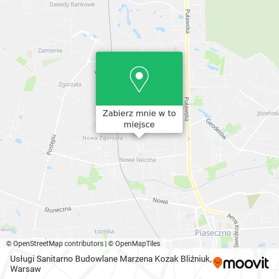 Mapa Usługi Sanitarno Budowlane Marzena Kozak Bliźniuk