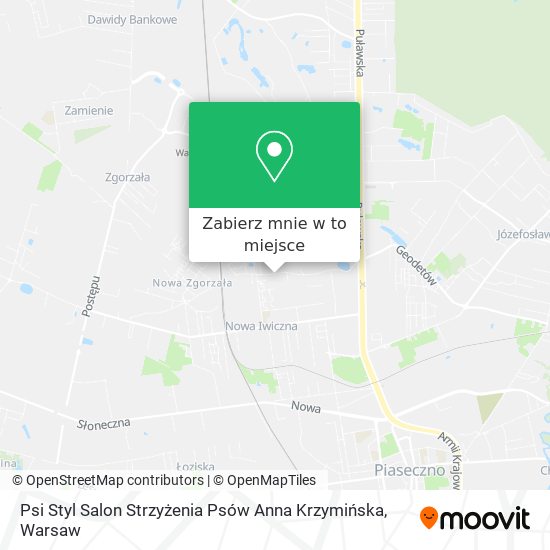 Mapa Psi Styl Salon Strzyżenia Psów Anna Krzymińska