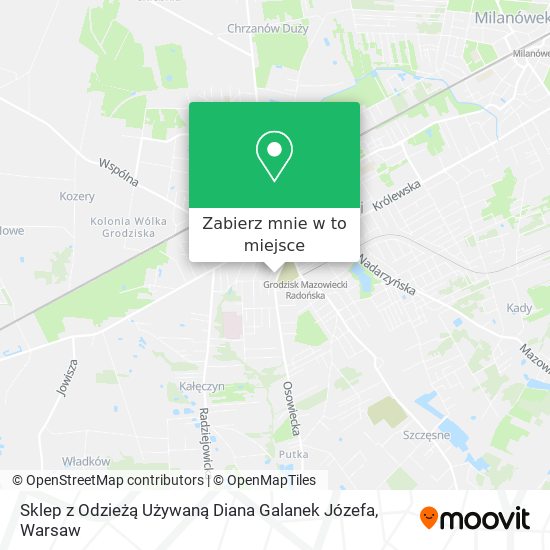 Mapa Sklep z Odzieżą Używaną Diana Galanek Józefa