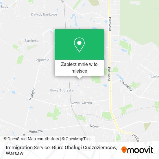 Mapa Immigration Service. Biuro Obsługi Cudzoziemców