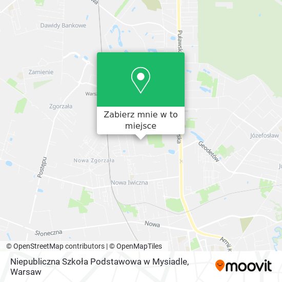 Mapa Niepubliczna Szkoła Podstawowa w Mysiadle