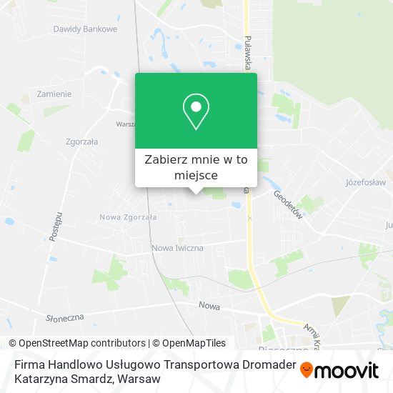 Mapa Firma Handlowo Usługowo Transportowa Dromader Katarzyna Smardz