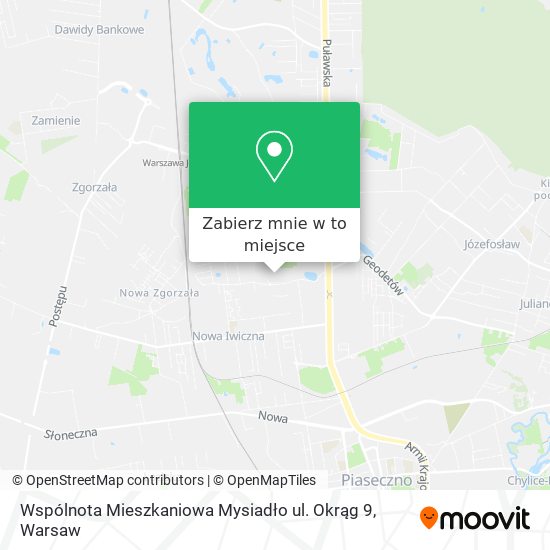 Mapa Wspólnota Mieszkaniowa Mysiadło ul. Okrąg 9