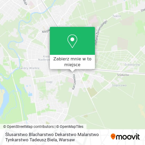 Mapa Ślusarstwo Blacharstwo Dekarstwo Malarstwo Tynkarstwo Tadeusz Biela