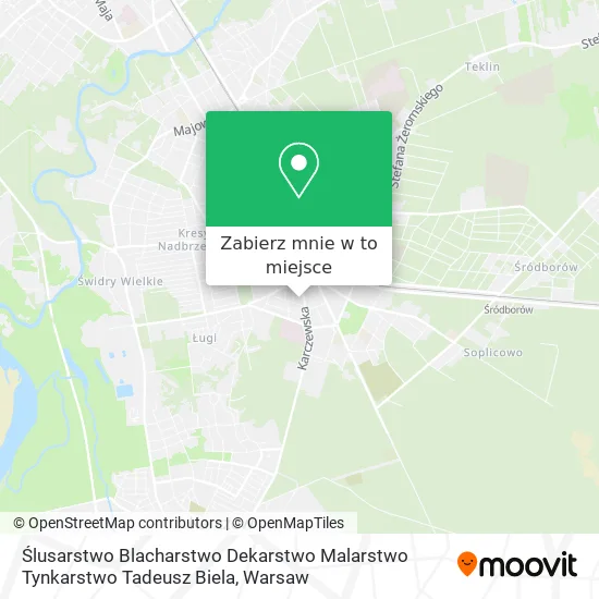 Mapa Ślusarstwo Blacharstwo Dekarstwo Malarstwo Tynkarstwo Tadeusz Biela