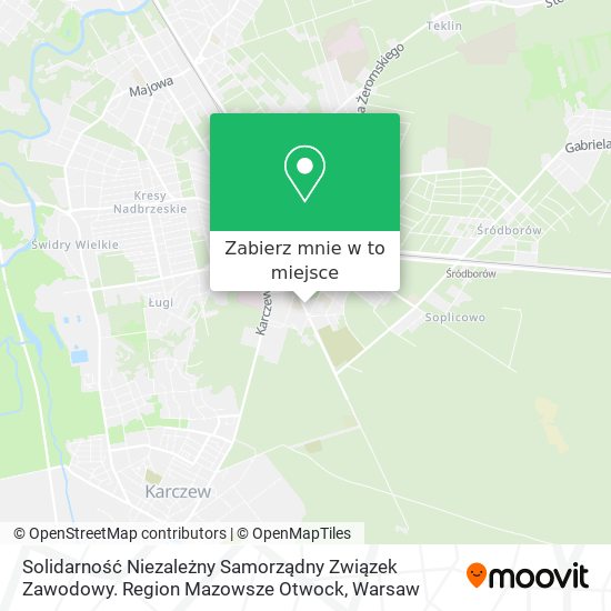 Mapa Solidarność Niezależny Samorządny Związek Zawodowy. Region Mazowsze Otwock