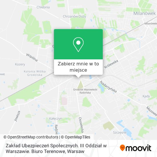 Mapa Zakład Ubezpieczeń Społecznych. III Oddział w Warszawie. Biuro Terenowe