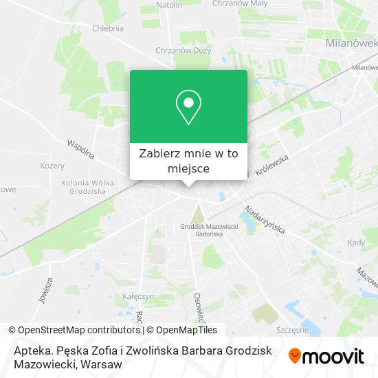 Mapa Apteka. Pęska Zofia i Zwolińska Barbara Grodzisk Mazowiecki