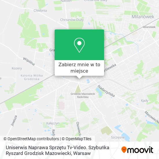 Mapa Uniserwis Naprawa Sprzętu Tv-Video. Szybuńka Ryszard Grodzisk Mazowiecki