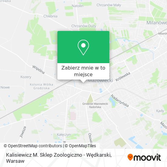 Mapa Kalisiewicz M. Sklep Zoologiczno - Wędkarski