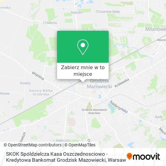 Mapa SKOK Spóldzielcza Kasa Oszczednosciowo - Kredytowa Bankomat Grodzisk Mazowiecki