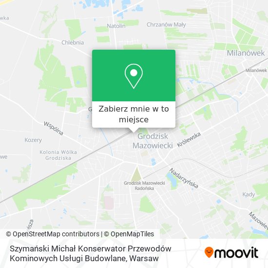 Mapa Szymański Michał Konserwator Przewodów Kominowych Usługi Budowlane