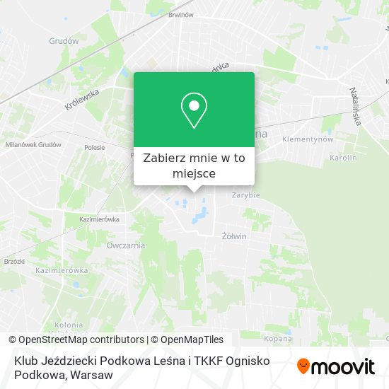 Mapa Klub Jeździecki Podkowa Leśna i TKKF Ognisko Podkowa