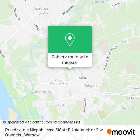 Mapa Przedszkole Niepubliczne Sióstr Elżbietanek nr 2 w Otwocku