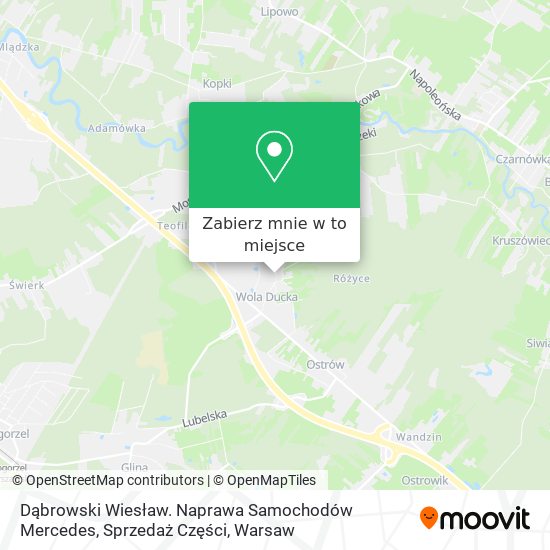 Mapa Dąbrowski Wiesław. Naprawa Samochodów Mercedes, Sprzedaż Części