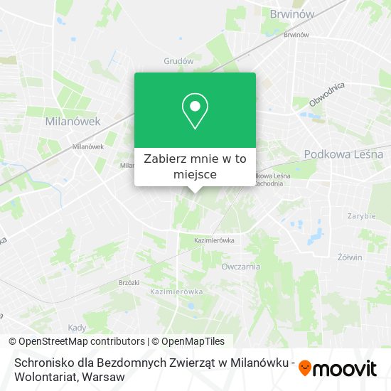 Mapa Schronisko dla Bezdomnych Zwierząt w Milanówku - Wolontariat